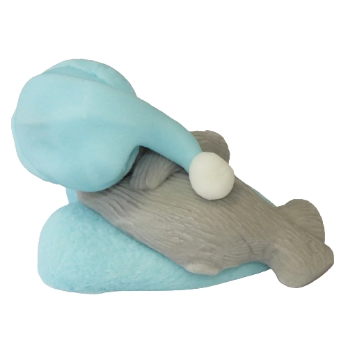 Figurka na tort miś dekoracje urodziny chrzest baby shower niebieski szary